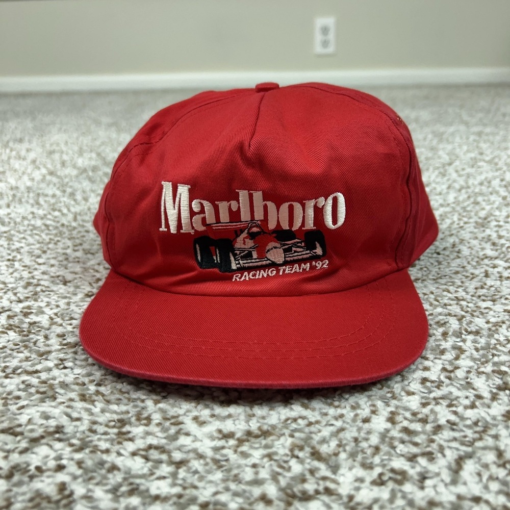 Vintage Marlboro Racing Team Mens Hat Snapback One Size Red Vanguard 1992 Cap